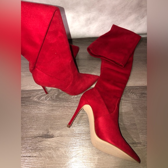 Steve Madden Red Dominique Over The Knee Thigh Boots New - Picture 2 of 3